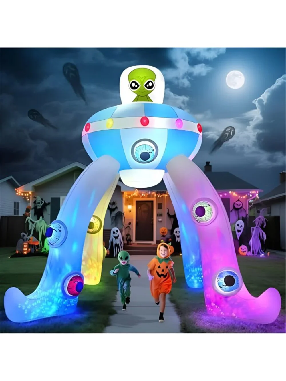 12FT Halloween Inflatables Archway UFO Alien